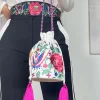 Bolso pochette seda bordada blanco