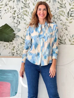 Camisa de viscosa Alejandra celeste