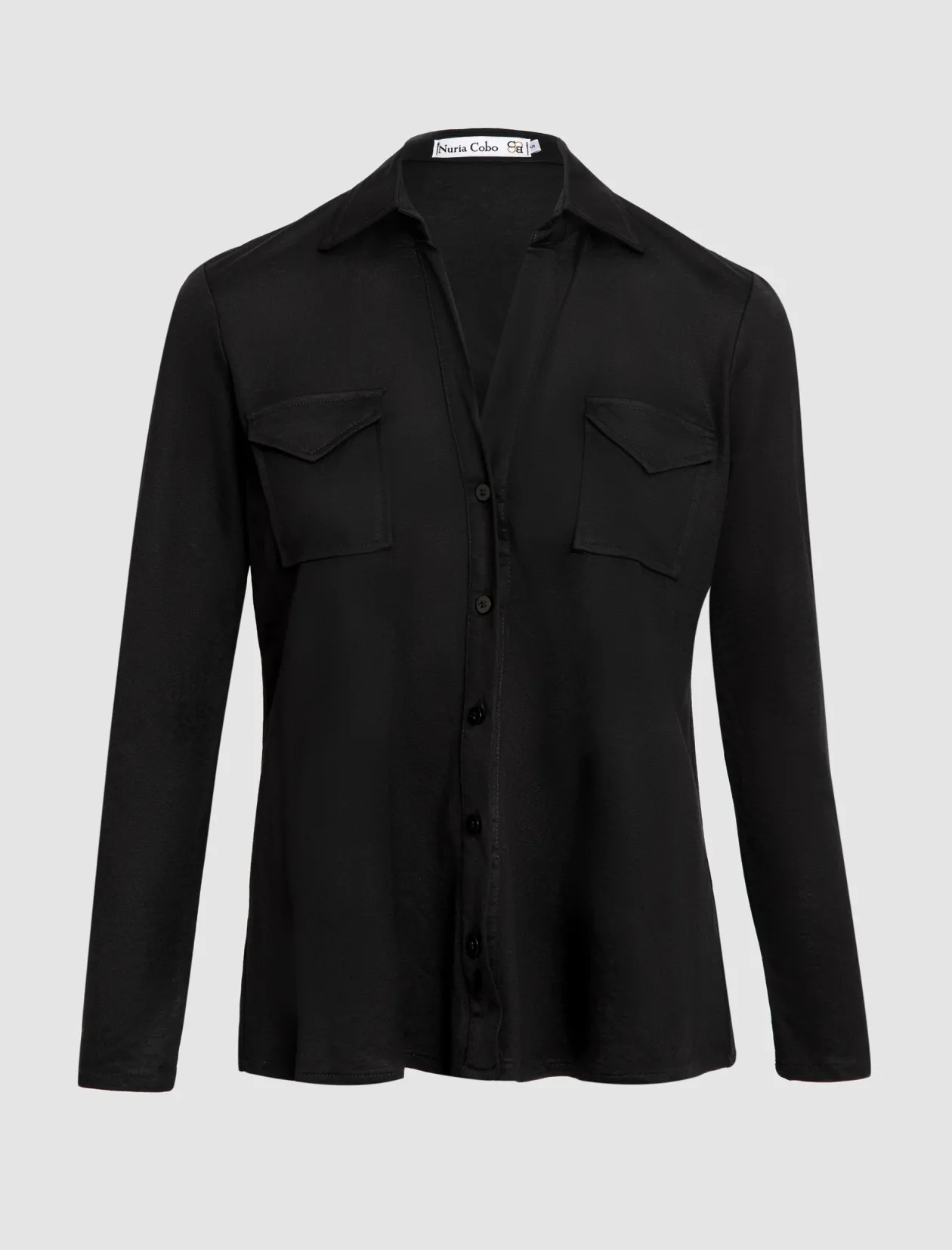 Camisa de viscosa para todo negro