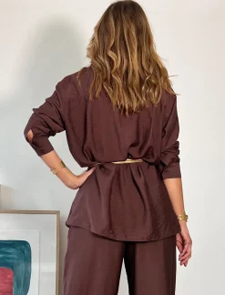 Camisa de viscosa Siloly chocolate