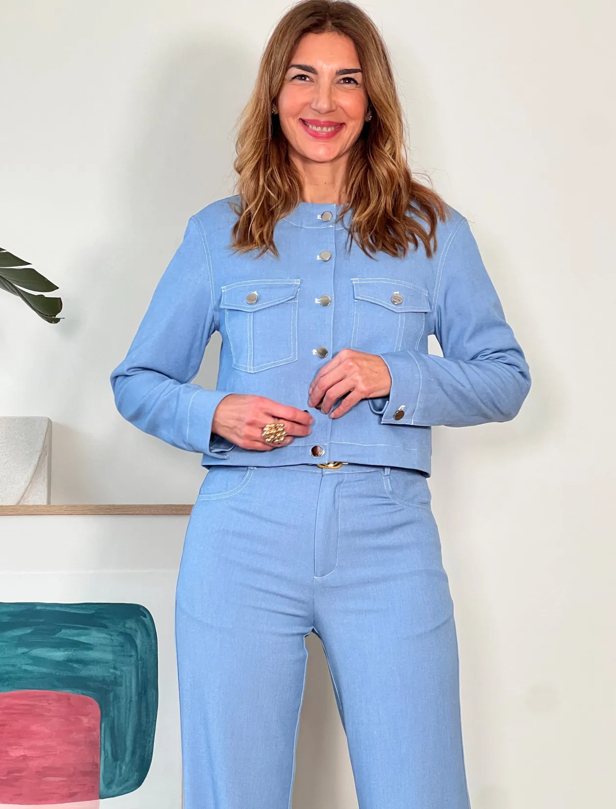 Chaqueta chic denim claro