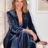 Chaqueta ideal de terciopelo azul