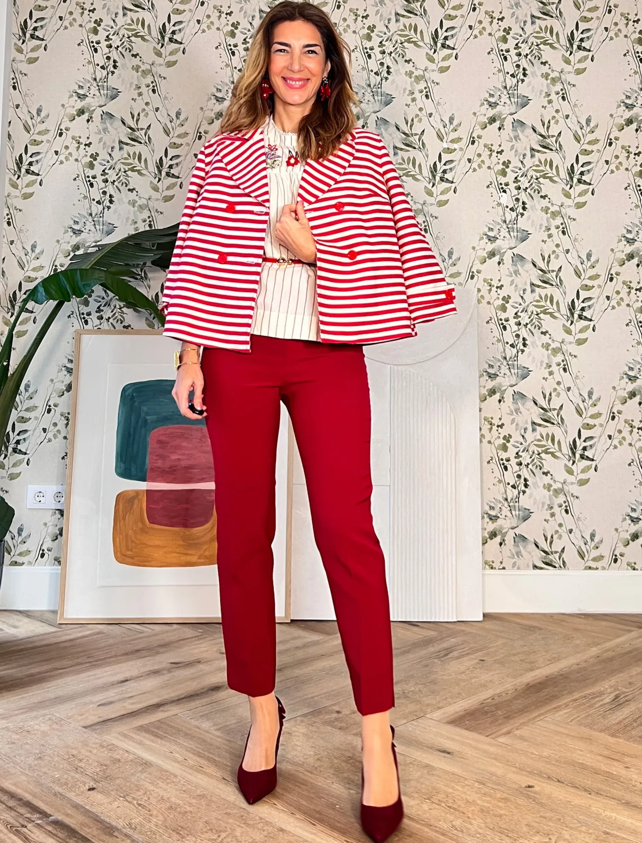 Chaqueta superbonita rayas rojas