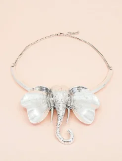 Collar Escultura Elefante Plateado