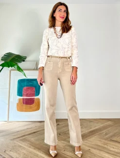 Jeans botones chic arena
