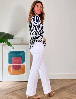 Jeans botones chic blanco