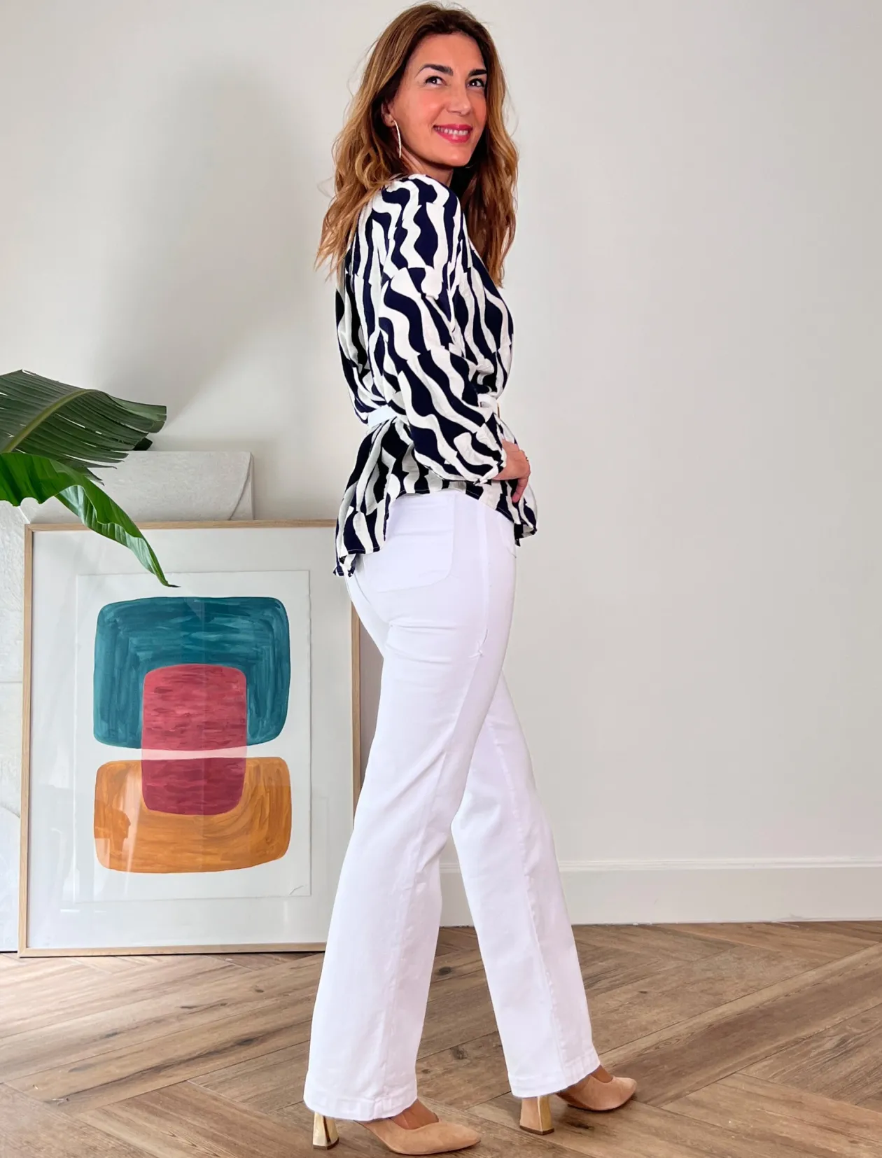Jeans botones chic blanco
