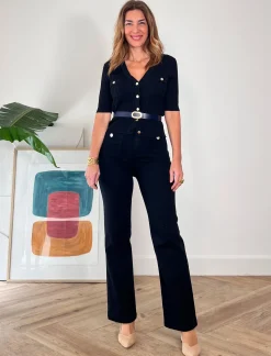 Jeans botones chic negro