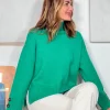 Jersey suave de botones verde