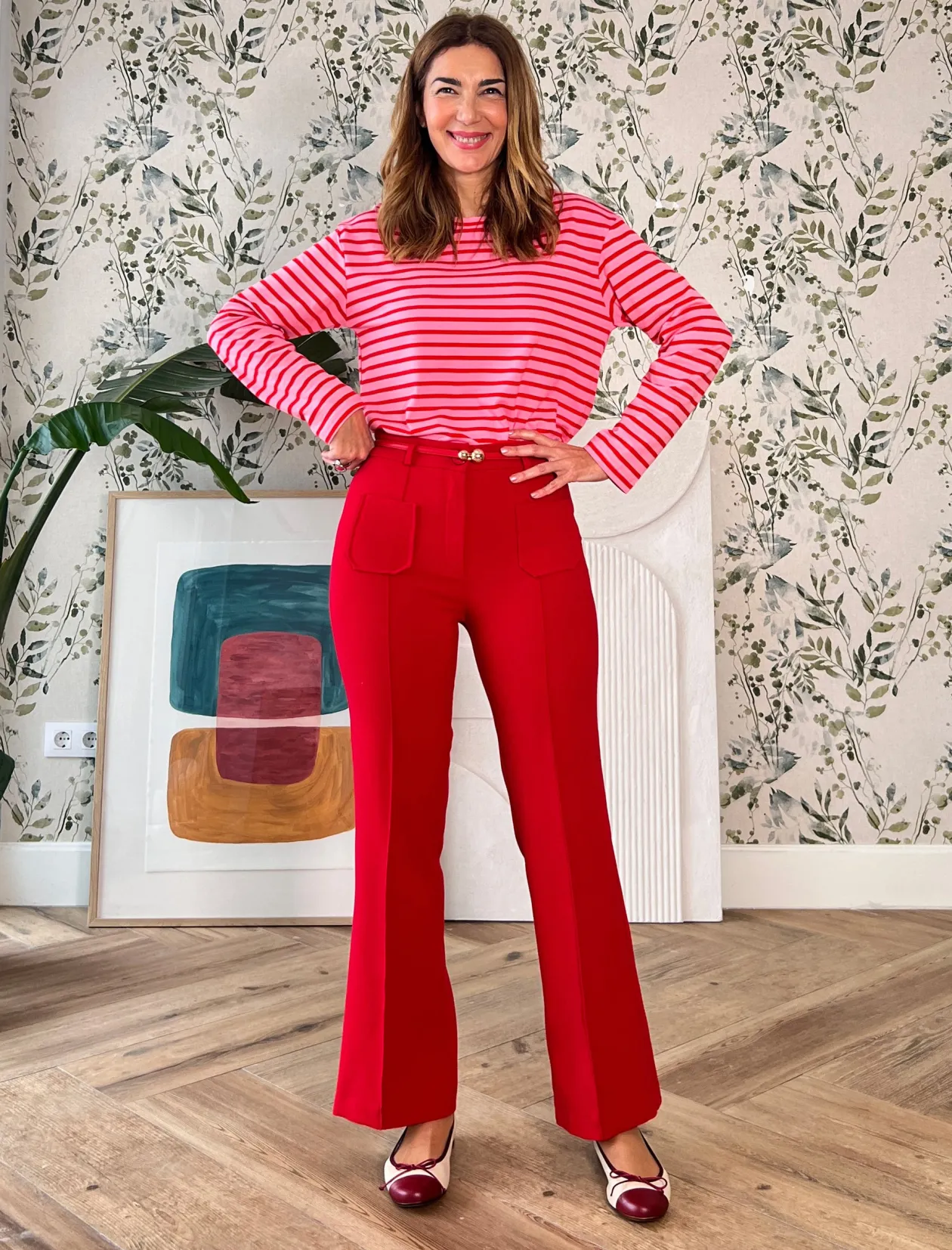 Pantalón ideal de bolsillos rojo