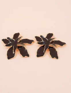 Pendientes orquídea negra