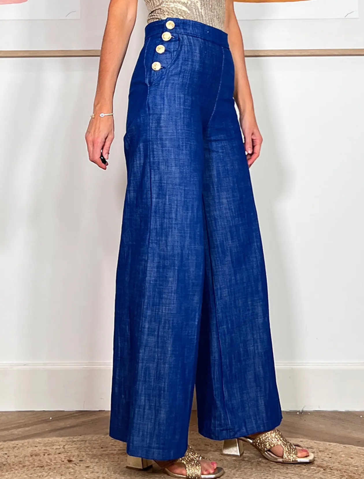 SANDALIA STRASS CHIC ORO