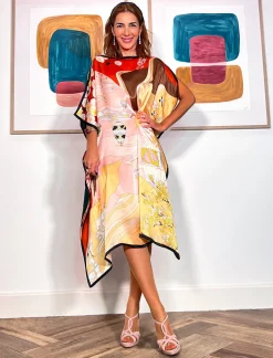 VESTIDO DE SEDA PAISAJE MARINO