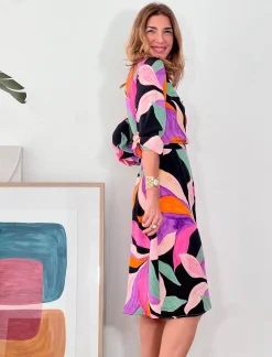 Vestido fluido floral negro