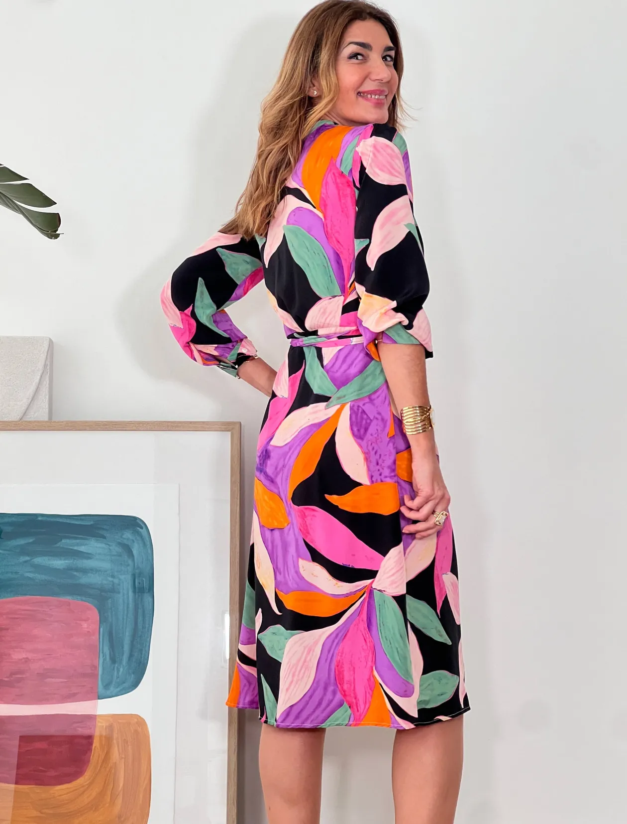 Vestido fluido floral negro