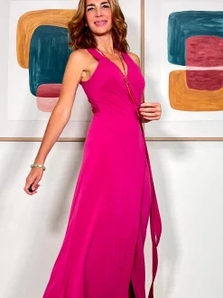 VESTIDO MUY FAVORECEDOR FUCSIA