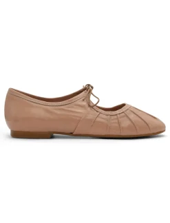 Zapato plano de frunces nude camel